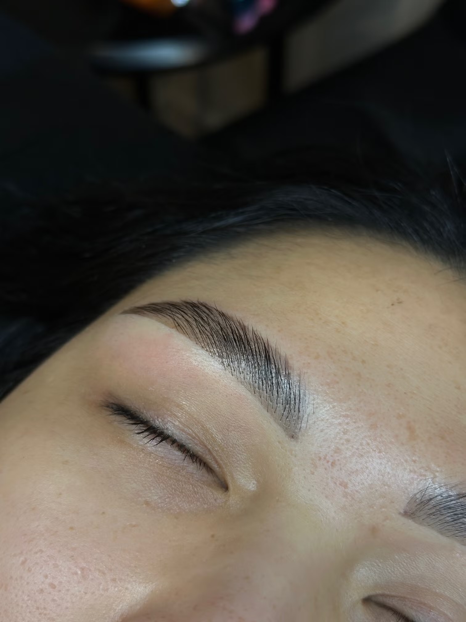 Close-up of a finished brow service at Polish & Posh