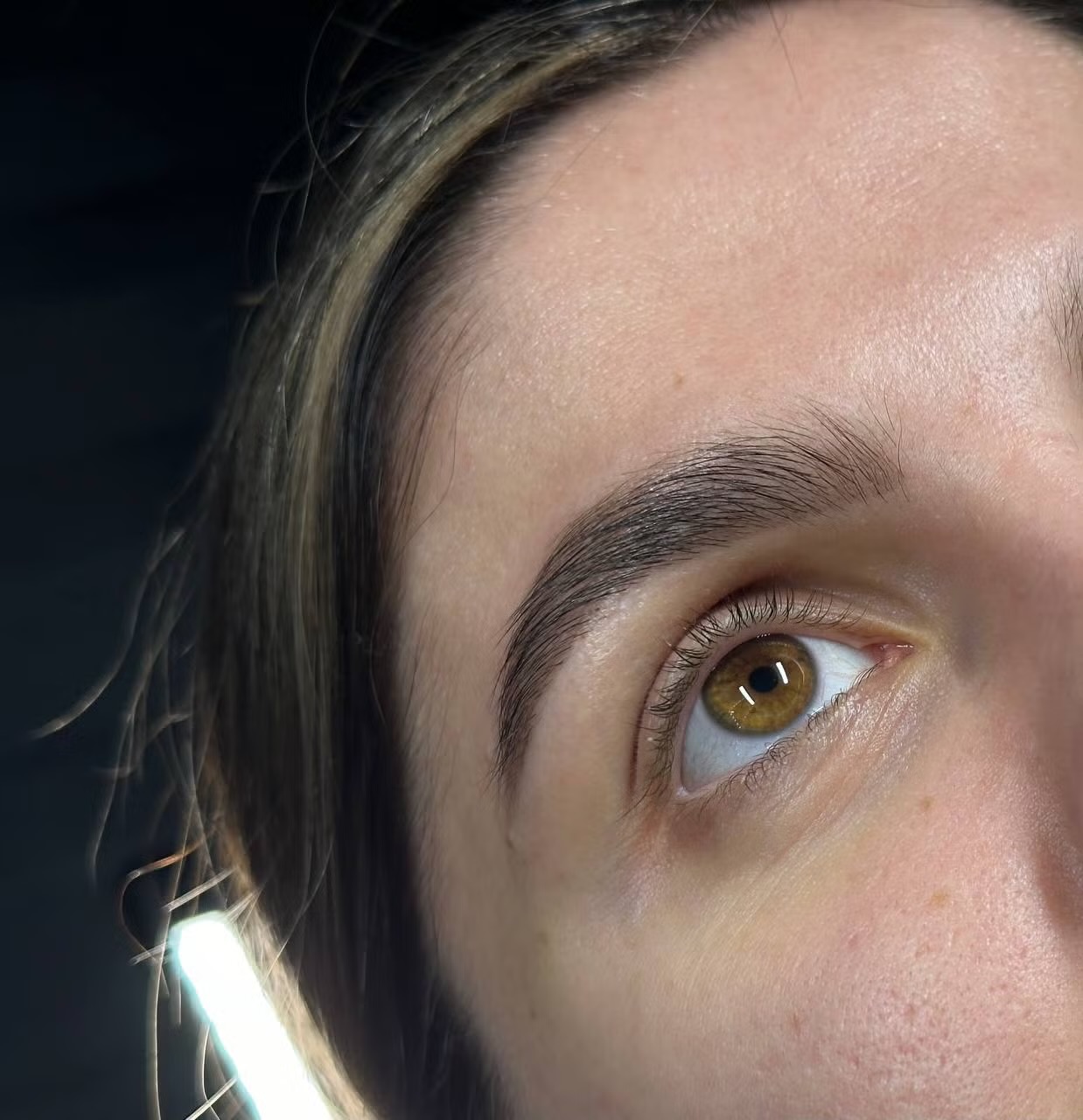Brow shaping detail on a Polish & Posh client