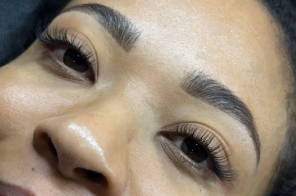 Lash extensions on a Polish & Posh client